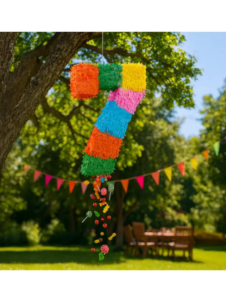 relaxdays Partyzubehör & -Dekoration<3-tlg. Pinata Set "Zahl 7" in Bunt