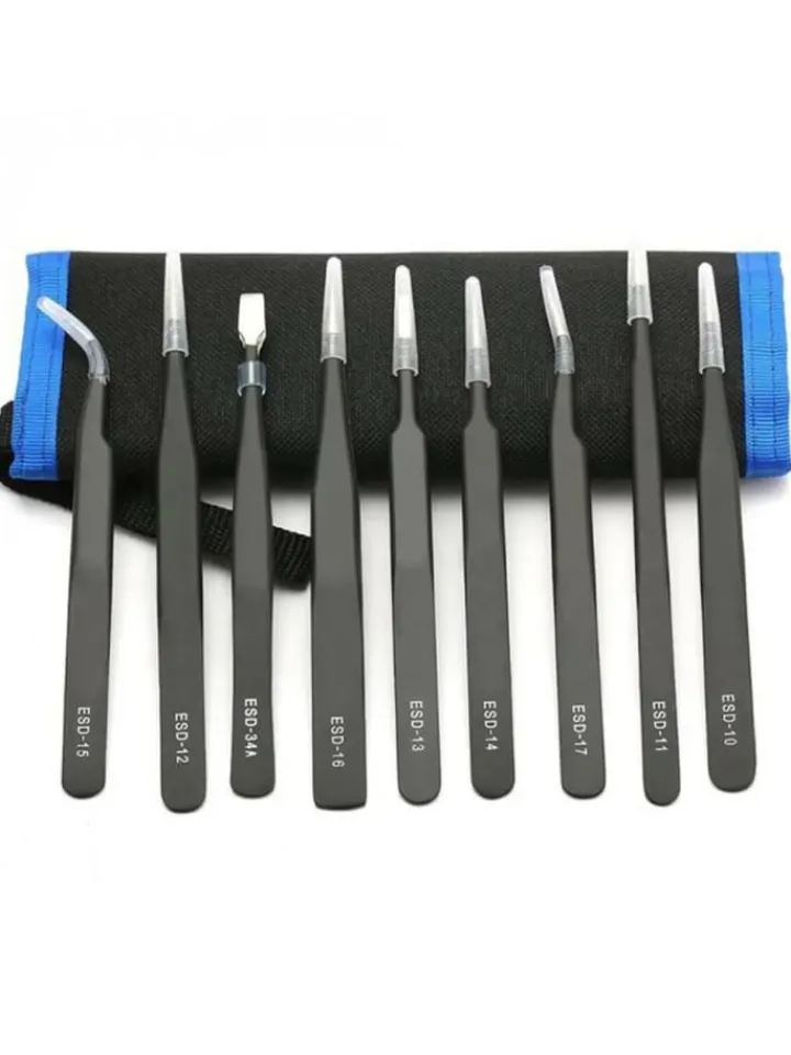 COFI 1453 Weitere Haushaltshelfer<9-tlg. Pinzetten-Set aus hochwertigem Edelstahl ideal geeignet in Schwarz