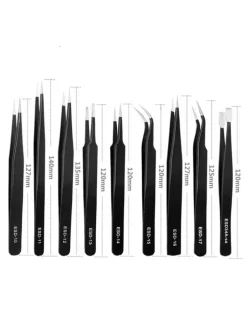 COFI 1453 Weitere Haushaltshelfer<9-tlg. Pinzetten-Set aus hochwertigem Edelstahl ideal geeignet in Schwarz
