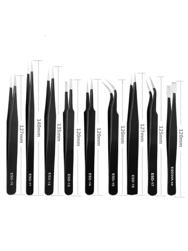COFI 1453 Weitere Haushaltshelfer<9-tlg. Pinzetten-Set aus hochwertigem Edelstahl ideal geeignet in Schwarz