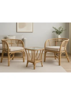 möbel-direkt Möbel-Sets<3tlg. Rattansitzgruppe mit Sitzkissen in beigefarben
