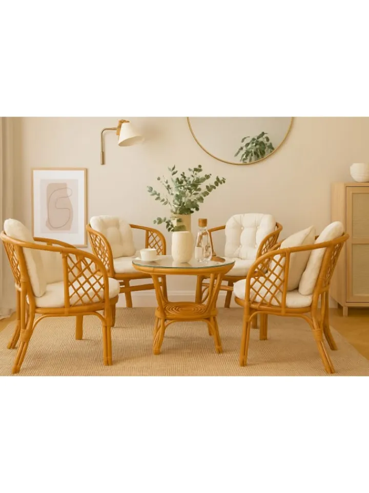 möbel-direkt Möbel-Sets<9tlg. Rattansitzgruppe Regina in honigfarben