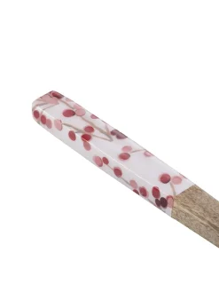 Villa d´Este Aufbewahren & Servieren|Gedeckter Tisch<2tlg. Salatbesteck-Set in Braun/ Weiß - (L)33,5 cm