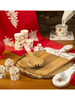 Villa d´Este Aufbewahren & Servieren|Gedeckter Tisch<2tlg. Salatbesteck-Set in Braun/ Weiß - (L)33,5 cm