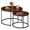 relaxdays Tische<2-tlg. Satztisch-Set in Braun/ Schwarz