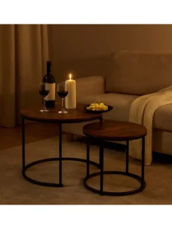 relaxdays Tische<2-tlg. Satztisch-Set in Braun/ Schwarz