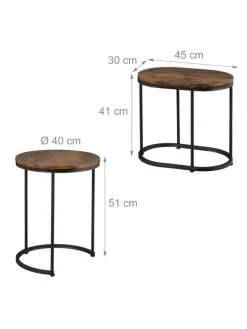 relaxdays Tische<2-tlg. Satztisch-Set in Braun/ Schwarz