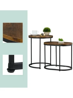 relaxdays Tische<2-tlg. Satztisch-Set in Braun/ Schwarz