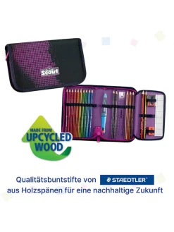 Scout Büro- & Schulbedarf<4tlg. Schulranzen-Set "Alpha Set Movie - Pink Pixel" in Schwarz/ Lila