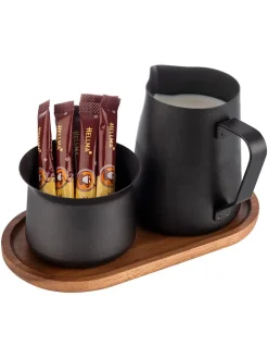 APS Aufbewahren & Servieren<4tlg. Servierset in Schwarz/ Braun - (B)19 x (H)10 x (T)10,5 cm