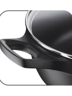 Tefal Kochgeschirr<2tlg. Set: Aluguss-Schmorpfanne "Trattoria Pro" in Schwarz - Ø 28 cm