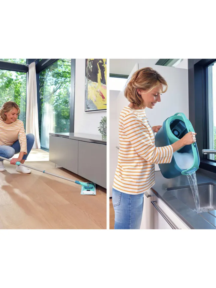 Leifheit Putz- & Waschutensilien<4tlg. Set: Bodenwischer "Clean Twist M Ergo" in Türkis