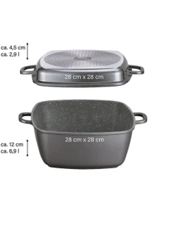 Stoneline Kochgeschirr<5tlg. Set: Bräter in Grau - (L)28 x (B)28 cm