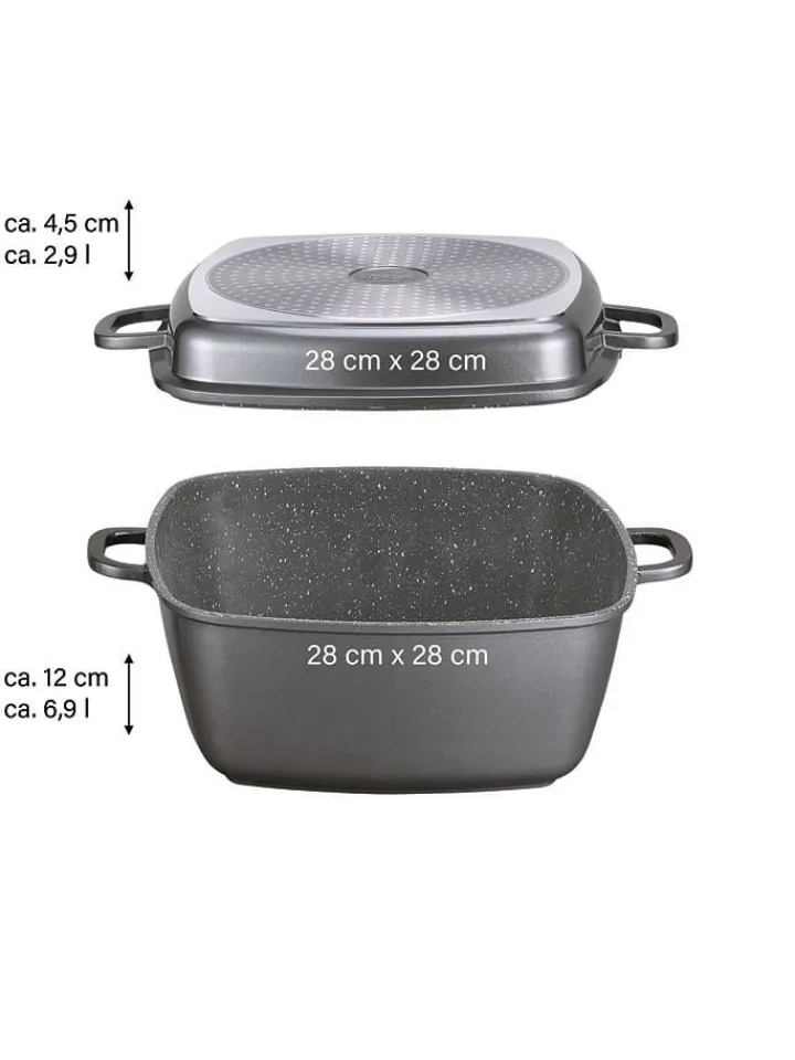 Stoneline Kochgeschirr<5tlg. Set: Bräter in Grau - (L)28 x (B)28 cm
