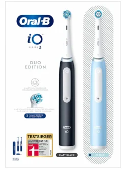Oral-B Technik|Zahn & Mundpflege<2tlg. Set: Elektr. Zahnbürsten "iO Series 3" in Schwarz/ Hellblau