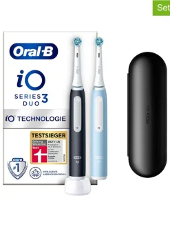 Oral-B Technik|Zahn & Mundpflege<2tlg. Set: Elektr. Zahnbürsten "iO Series 3" in Schwarz/ Hellblau