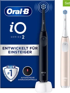 Oral-B Zahn & Mundpflege<2tlg. Set: Elektr. Zahnbürsten "iO Series 2" in Schwarz/Rosa