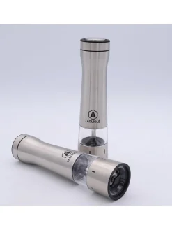 Laguiole Gedeckter Tisch<2tlg. Set: Elektrische Salz- & Pfeffermühle in Silber - (H)23 cm
