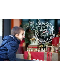 Securit Weitere Haushaltshelfer<3tlg. Set: Fensterschablonen "Christmas" und Kreidemarker - (B)42 x (H)59,4 cm