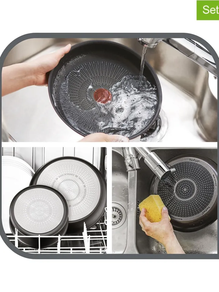 Tefal Kochgeschirr<5tlg. Set: Kochgeschirr "Ingenio Emotion" in Silber/ Schwarz