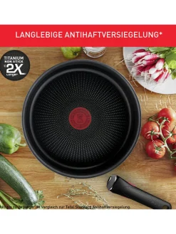 Tefal Kochgeschirr<5tlg. Set: Kochgeschirr "Ingenio Emotion" in Silber/ Schwarz