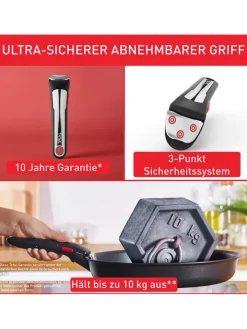 Tefal Kochgeschirr<5tlg. Set: Kochgeschirr "Ingenio Emotion" in Silber/ Schwarz