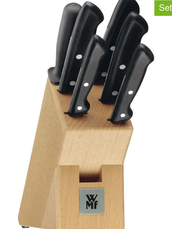 WMF Koch- & Backutensilien<7tlg. Set: Messerblock "Classic Line" in Braun/ Schwarz