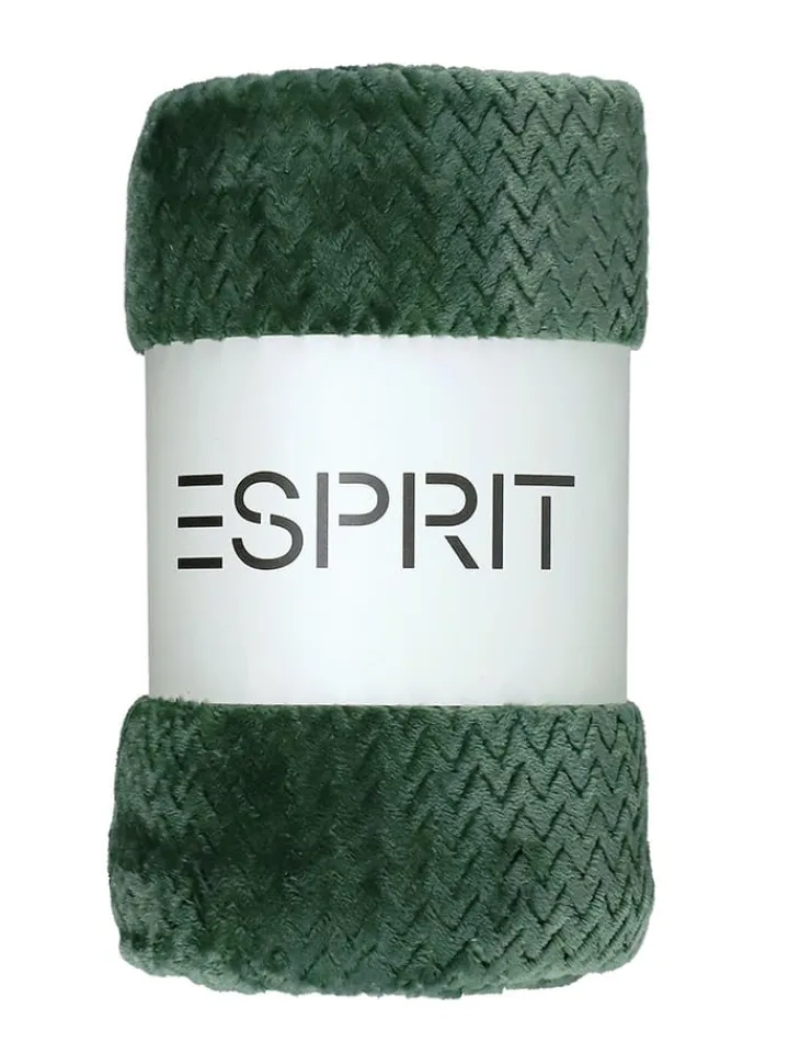 ESPRIT Wohndecken & Plaids<2tlg. Set: Plaid & Kissenhülle "Comfy" in Grün