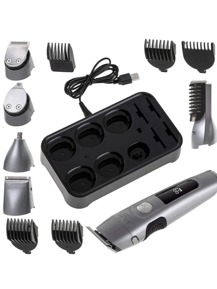 Adler Europe Technik|Pflege & Gesundheit<14tlg. Set: Rasierer "AD 2944 Grooming" in Silber