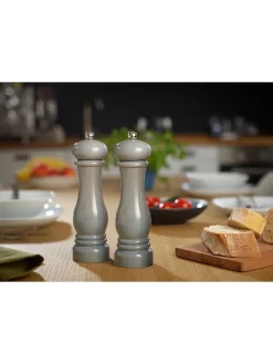 Echtwerk Koch- & Backutensilien|Gedeckter Tisch<2tlg. Set: Salz- & Pfeffermühle in Grau - (H)21 x Ø 6 cm