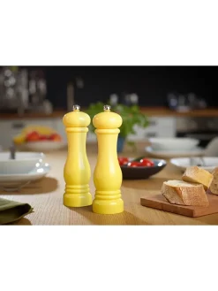 Echtwerk Koch- & Backutensilien|Gedeckter Tisch<2tlg. Set: Salz- & Pfeffermühle in Gelb - (H)21 x Ø 6 cm