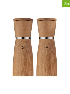 WMF Gedeckter Tisch|Koch- & Backutensilien<2tlg. Set: Salz- und Pfeffermühlen "Nature" in Hellbraun - (H)18 x Ø 6 cm