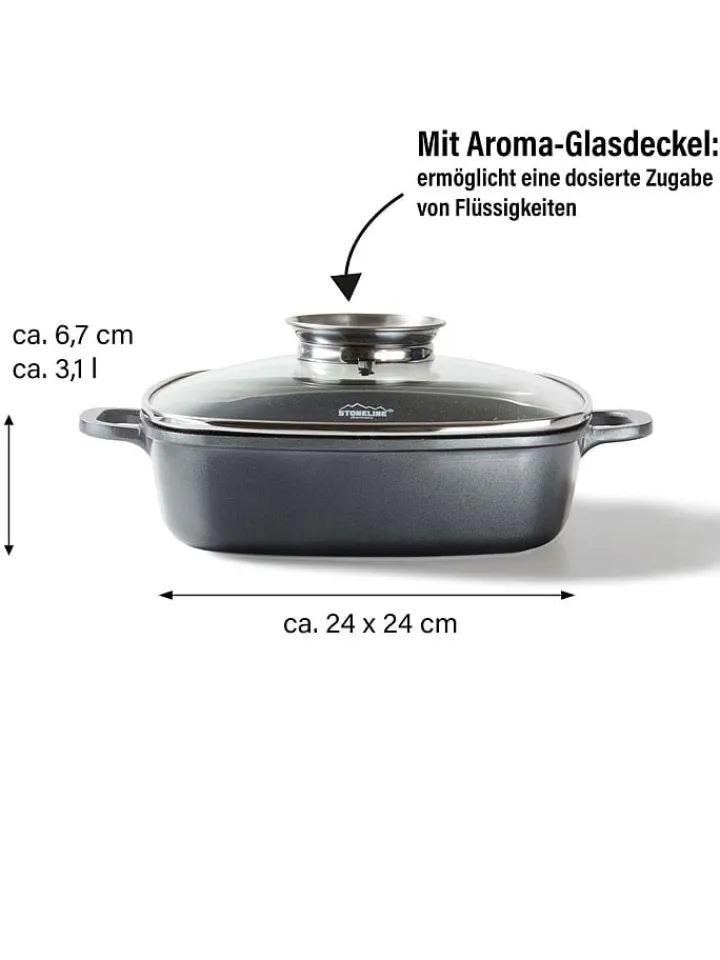 Stoneline Kochgeschirr<2tlg. Set: Servierpfanne in Grau - (L)24 x (B)24 cm