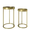 Playboy Tische<2tlg. Set: Säulentisch/Beistelltisch "MARY" in Gold - (B)39x(H)63x(T)39cm