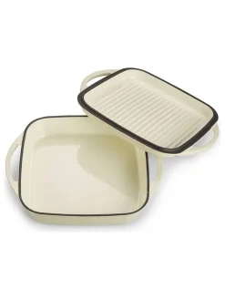 Echtwerk Kochgeschirr<2tlg. Set: Universalbräter in Creme - (L)31 x (B)25,5 cm