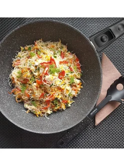 Stoneline Kochgeschirr<2tlg. Set: Wok in Grau - Ø 30 cm
