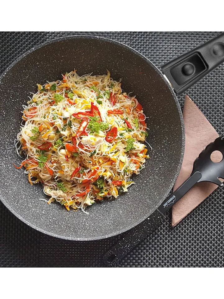 Stoneline Kochgeschirr<2tlg. Set: Wok in Grau - Ø 30 cm
