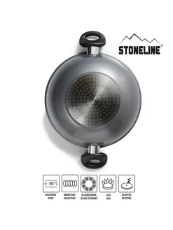 Stoneline Kochgeschirr<2tlg. Set: Wok in Grau - Ø 28 cm