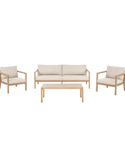 Beliani Sitzmöbel<4-tlg Sitzgruppe ONETA in Braun/Beige