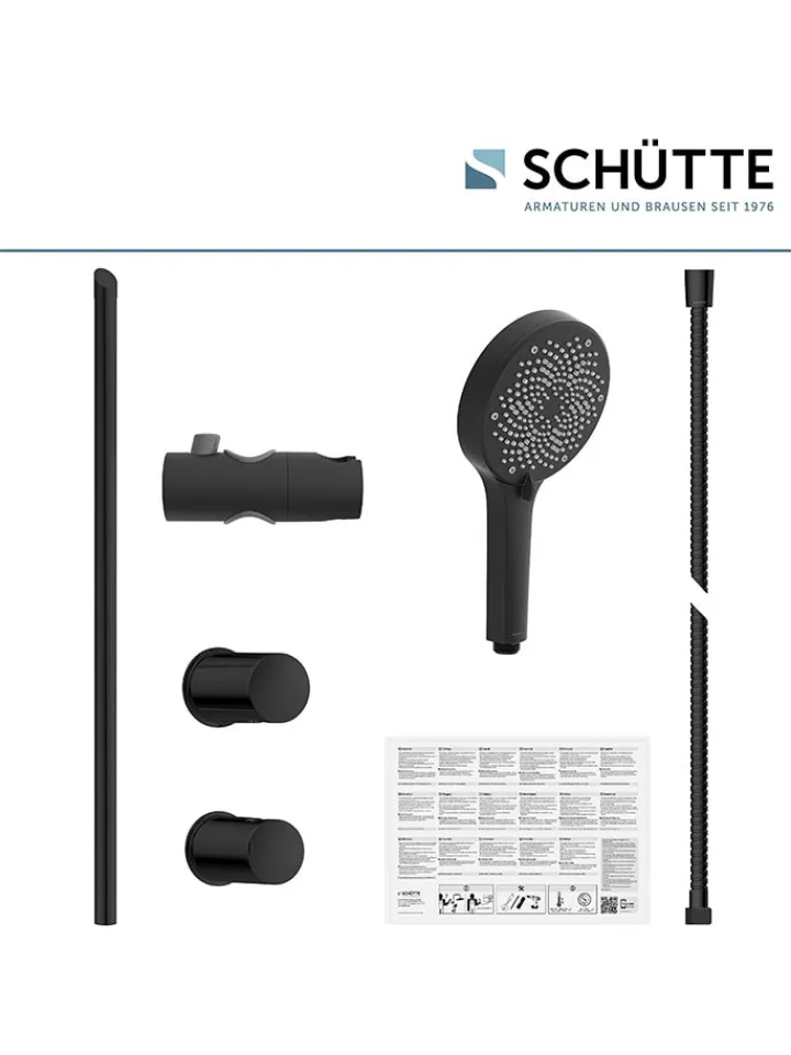 Schütte Badarmaturen<3tlg. Stangenbrause-Set ''Cordoba'' in Schwarz