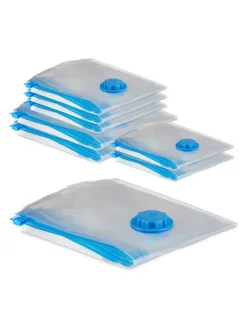 relaxdays Weitere Haushaltshelfer<8-tlg. Vakuumbeutel-Set in Transparent/ Blau