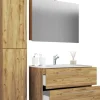 VCM Badezimmermöbel<4-tlg. Waschplatz Waschtisch Badinos Schublade SC in Honig-Eiche