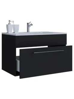 VCM Badezimmermöbel<2-tlg. Waschplatz Waschtisch Badinos 1 Schublade in Schwarz
