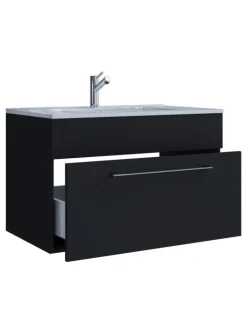 VCM Badezimmermöbel<2-tlg. Waschplatz Waschtisch Badinos 1 Schublade in Schwarz
