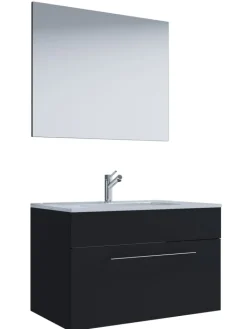 VCM Badmöbel<3-tlg. Waschplatz Waschtisch Badinos Schublade SP in Schwarz