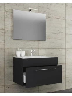 VCM Badmöbel<3-tlg. Waschplatz Waschtisch Badinos Schublade SP in Schwarz