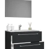 VCM Badmöbel<3-tlg. Waschplatz Waschtisch Badinos Schublade SP in Schwarz