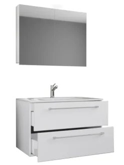 VCM Badezimmermöbel<3-tlg. Waschplatz Waschtisch Badinos Schublade SC in Schwarz
