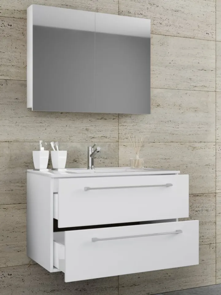 VCM Badezimmermöbel<3-tlg. Waschplatz Waschtisch Badinos Schublade SC in Schwarz
