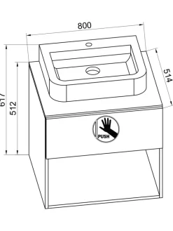 VCM Badmöbel<2-tlg. Waschtisch Waschplatz Badmöbel Lendas II in Anthrazit / Honig-Eiche
